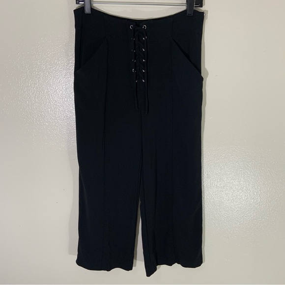 A.L.C. Pants - A.L.C Black Viscose Tie Front Wide Leg Trouser Pants 4